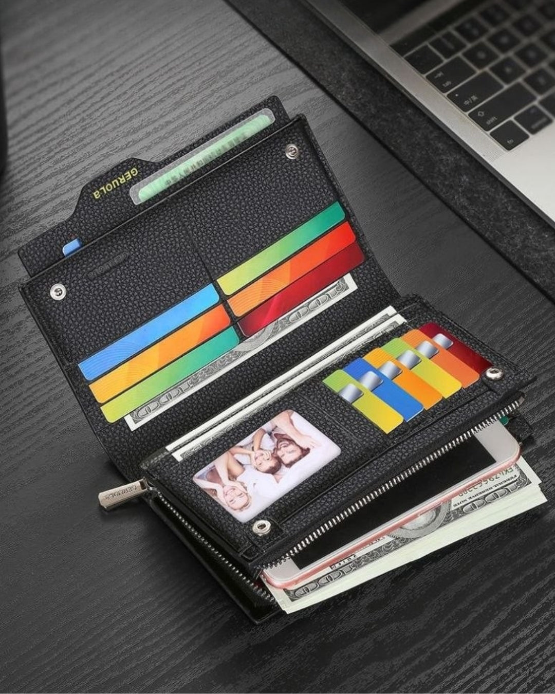Portefeuille Noir Premium – Grande Capacité & Design Moderne