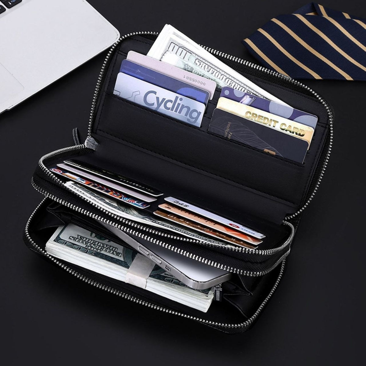 Portefeuille Homme Luxe – Double Zip & Finition Premium