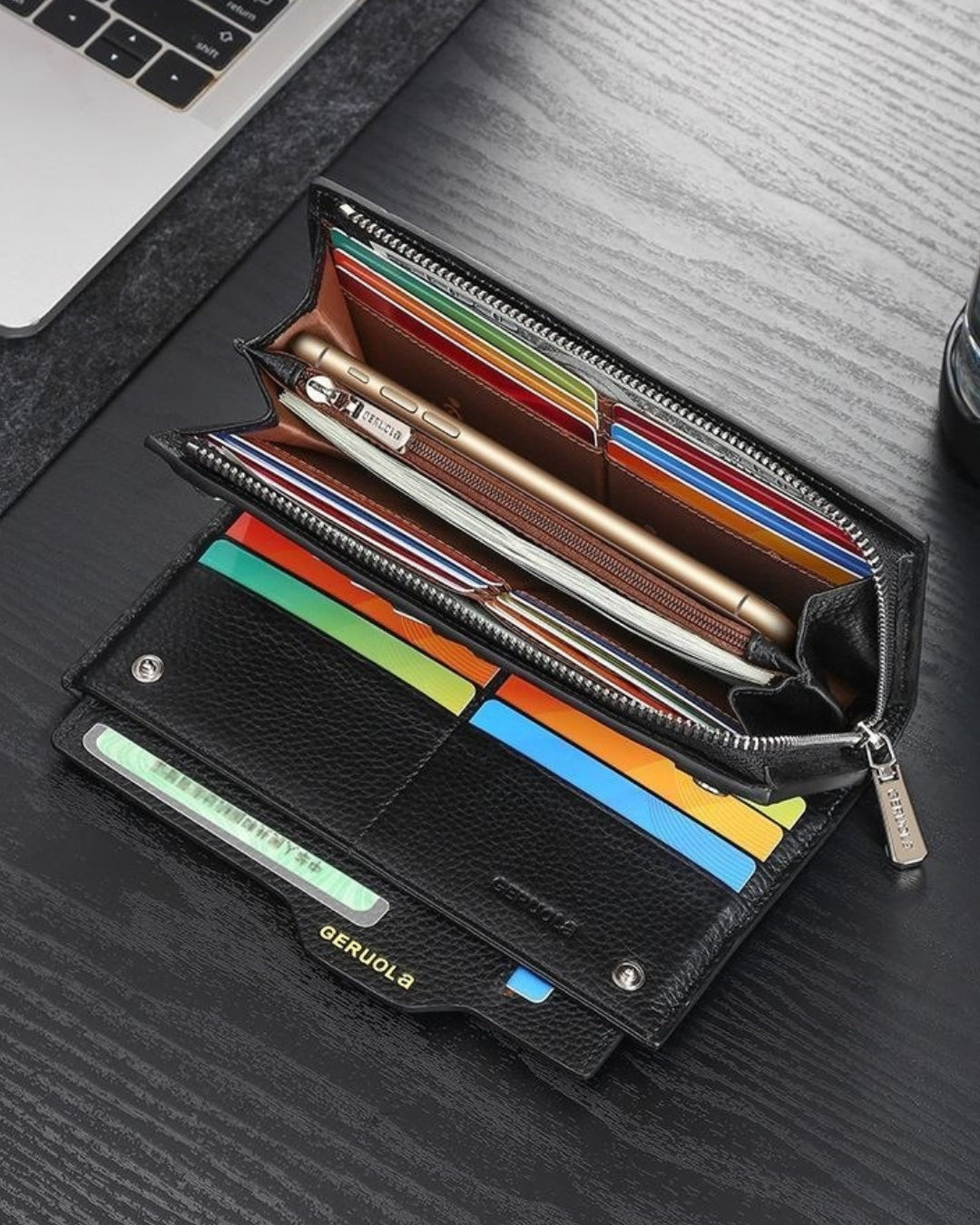 Portefeuille Noir Premium – Grande Capacité & Design Moderne