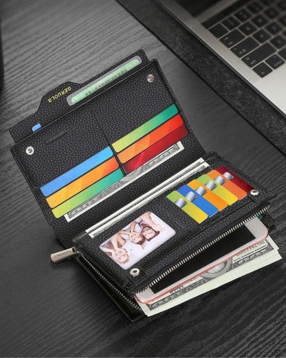Portefeuille Noir Premium – Grande Capacité & Design Moderne