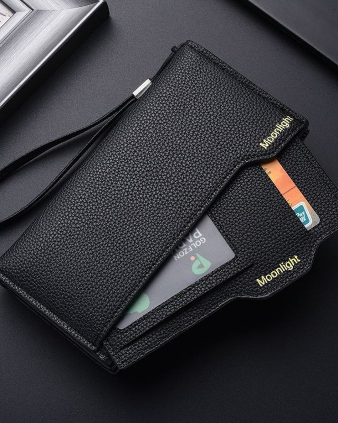Portefeuille Noir Premium – Grande Capacité & Design Moderne