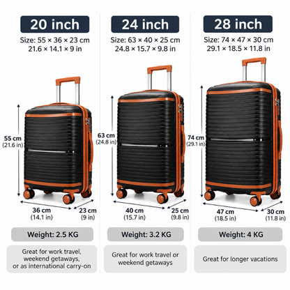 Set de 3 valises noires à roulettes AKPRO ATLAS™