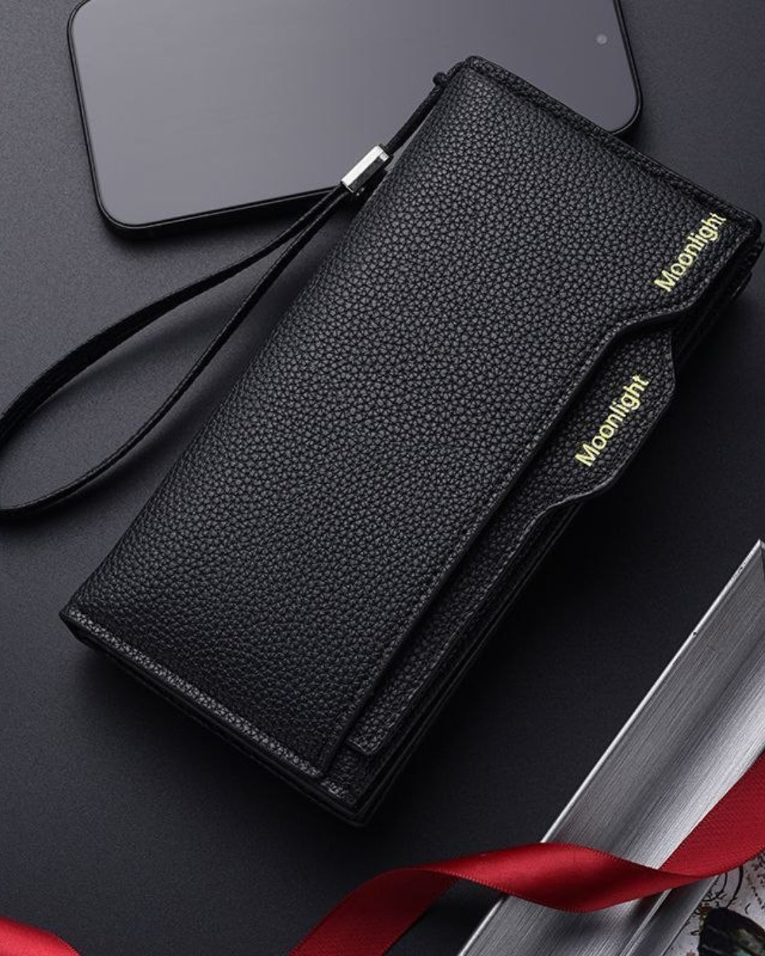 Portefeuille Noir Premium – Grande Capacité & Design Moderne